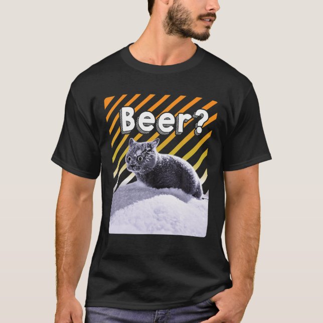 Camiseta Funny Party Black Beer Cat With Sunglasses - Beer? (Anverso)