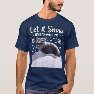 Camiseta Funny Party Cat with SunglassesLet it Snow everywh
