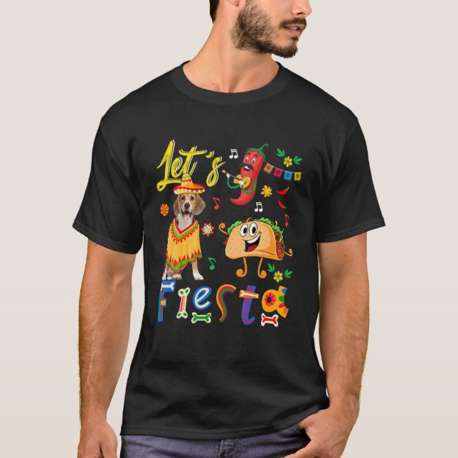 Camiseta Funny Party Mexican Beagle With Sombrero Taco Chil (Anverso)