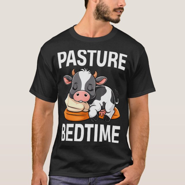 Camiseta Funny Pasture Bedtime Cute Cow Pajamas Pj Sleep  (Anverso)
