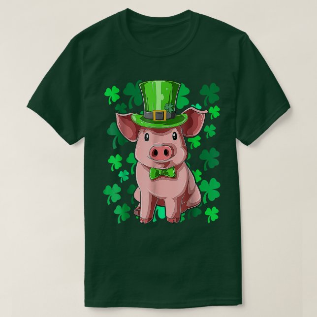 Camiseta Funny Patrick's Day Pig  (Diseño del anverso)
