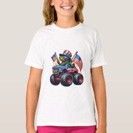 Camiseta Funny Patriotic Dinosaur T Rex On Monster Truck