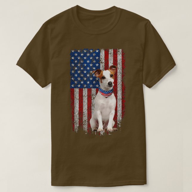 Camiseta Funny Patriotic Jack Russell Terrier American Flag (Diseño del anverso)