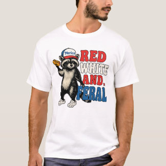 Camiseta Funny Patriotic Raccoon Shirt – Red White and Fera