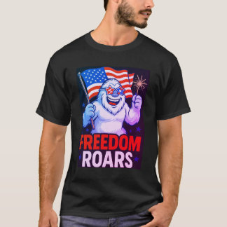 Camiseta Funny Patriotic Yeti “FREEDOM ROARS” 4th of July T