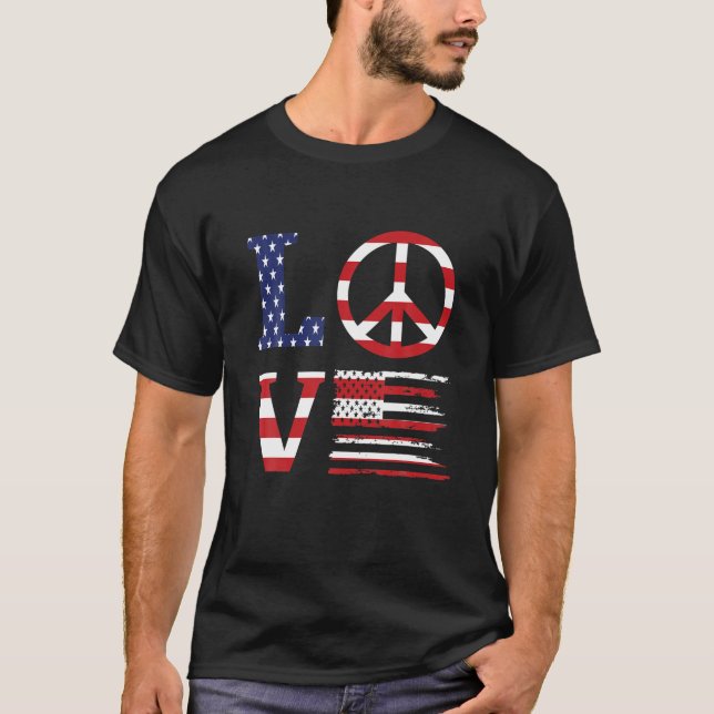 Camiseta Funny Patriótico 4 De Julio Amor Bandera Americana (Anverso)