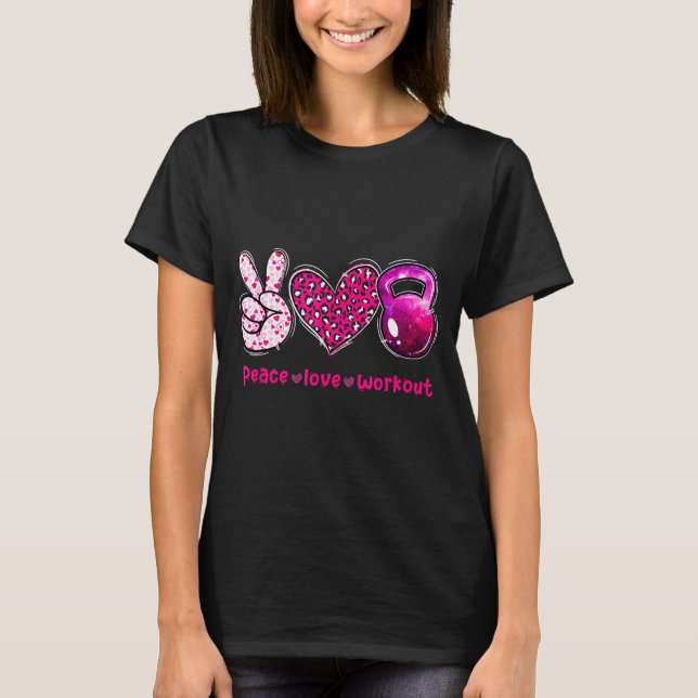 Camiseta Funny Peace Love Workout Gym Lifting Gymer Valenti (Anverso)