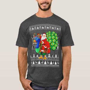 Camiseta Funny Peacock Bird Lover Santa Riding Peacock Ugly