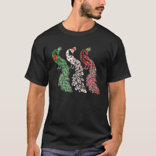 Camiseta Funny Peacock Xmas Tree enciende a Navidades rojos