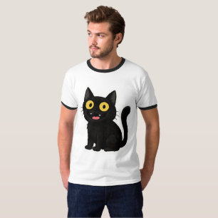 Camiseta Funny Pegatina de gato negro con ojos amarillos