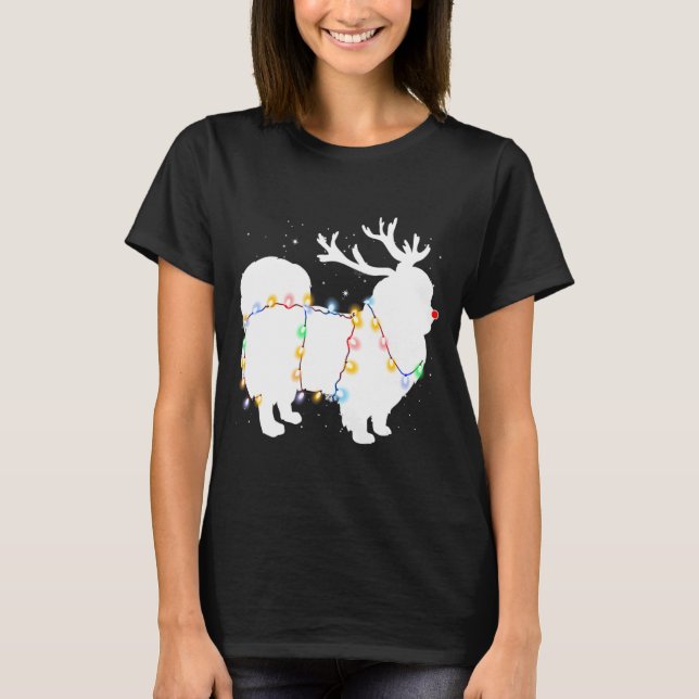 Camiseta Funny Pekingese Dog Tree Christmas Lights Xmas Paj (Anverso)
