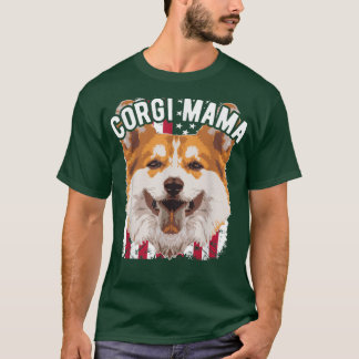 Camiseta Funny Pembroke Welsh Corgis Corgi Mama with US Fla