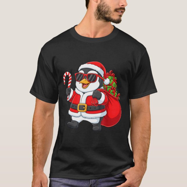 Camiseta Funny Penguin Christmas Santa Outfit Xmas Boys Gir (Anverso)