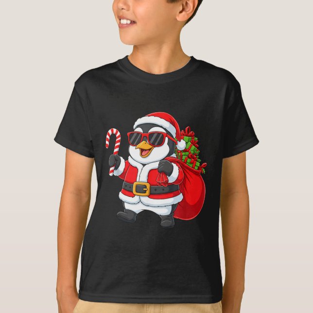 Camiseta Funny Penguin Christmas Santa Outfit Xmas Boys Gir (Anverso)