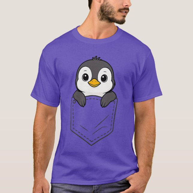 Camiseta Funny Penguin Peeking in Pocket Animal Lover Men W (Anverso)