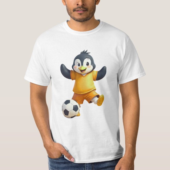 Camiseta funny Penguin Playing football (Anverso)
