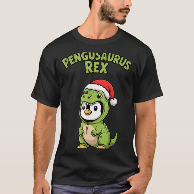 Camiseta Funny Penguin T-rex Costume Christmas Kids Boys  (Anverso)