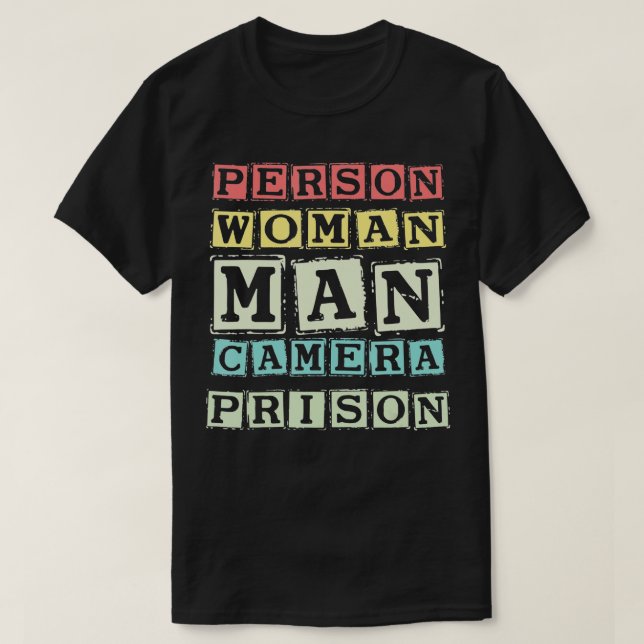 Camiseta Funny Person, Woman, Man, Camera, Prison  (Diseño del anverso)