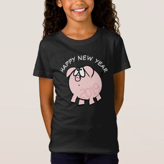 Camiseta Funny Personalizado 4 Pig personalizado Año Chica  (Anverso)