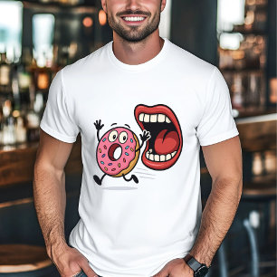 Camiseta Funny Personalizado de Donut corriendo de boca en