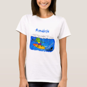 Camiseta Funny personalizado de surf con lagarto frito