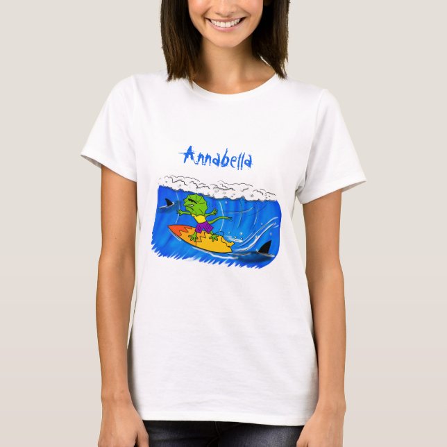 Camiseta Funny personalizado de surf con lagarto frito (Anverso)