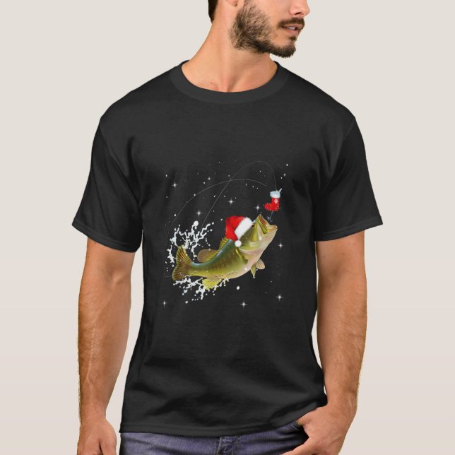Camiseta Funny Pesca de Sombrero Santa Navidades Pajama Fis (Anverso)