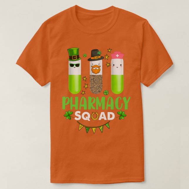 Camiseta Funny Pharmacy Squad Leprechaun Pharmacist St Patr (Diseño del anverso)