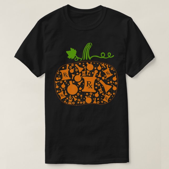 Camiseta Funny Pharmacy Tech Pumpkin Halloween (Diseño del anverso)