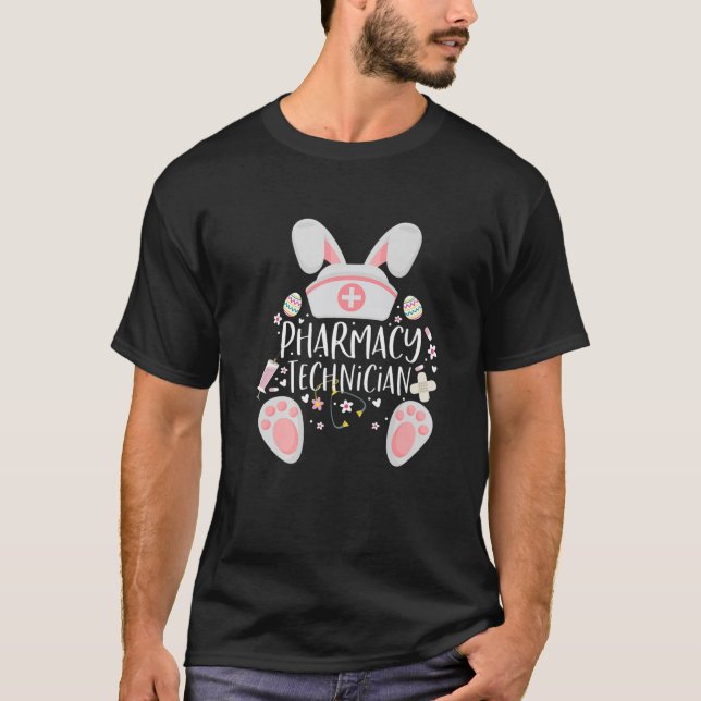 Camiseta Funny Pharmacy Technist Bunny Pharmacist Happy E (Anverso)