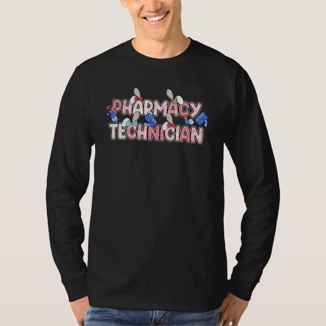 Camiseta Funny Pharmacy Technist Bunny Pharmacist Happy E (Anverso)