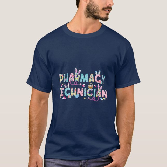 Camiseta Funny Pharmacy Technist Bunny Pharmacist Happy E (Anverso)