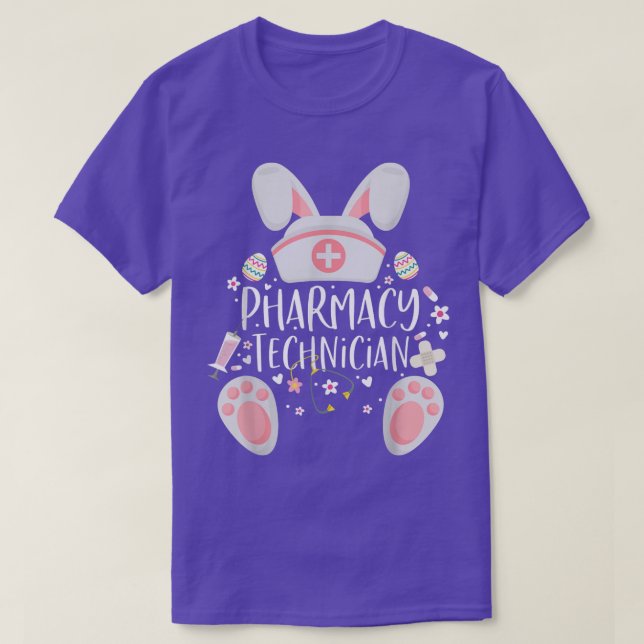 Camiseta Funny Pharmacy Technist Bunny Pharmacist Happy E (Diseño del anverso)