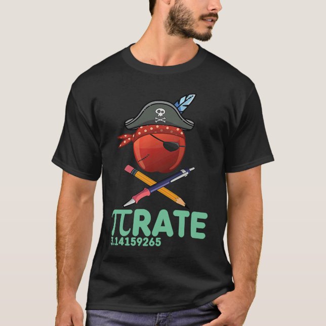 Camiseta Funny Pi Day Pirate Apple Costume Math Teacher Boy (Anverso)