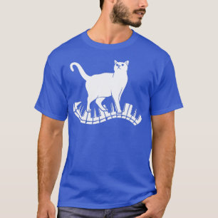 Camiseta Funny Piano Music Cat Design Hombres Mujeres Niños