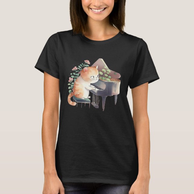 Camiseta Funny Piano Music Cat Men Women Kids Cat Piano Lov (Anverso)