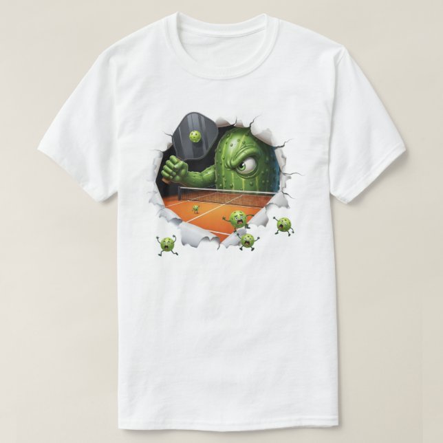 Camiseta Funny Pickleball Creature Dominates Court Scene (Diseño del anverso)