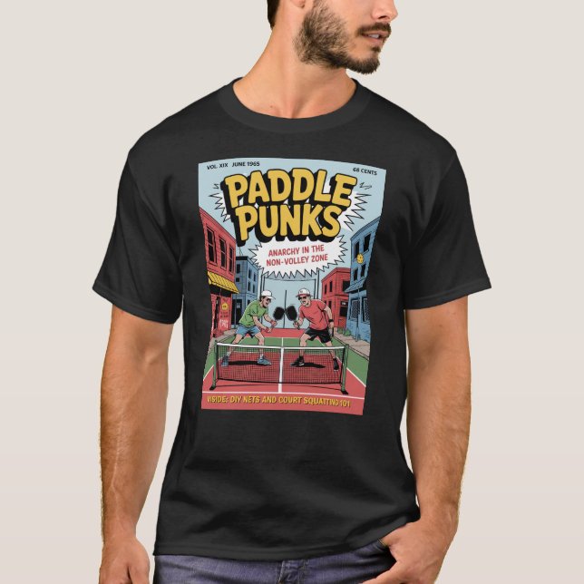 Camiseta Funny Pickleball Paddle Punks Comic (Anverso)