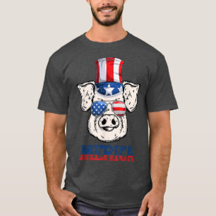 Camiseta Funny Pig 4th of July Patriotic American Flag Sung