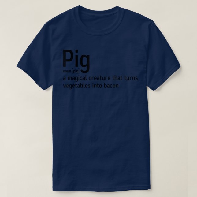 Camiseta Funny Pig Definition Bacon Lover Fun Farmer Letter (Diseño del anverso)