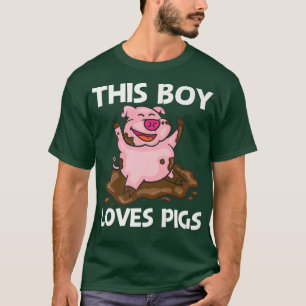 Camiseta Funny Pig Design For Boys Kids Hog Farmer Farm Ani