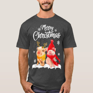 Camiseta Funny Pig Navidades Light Pig Lover Merry Christma