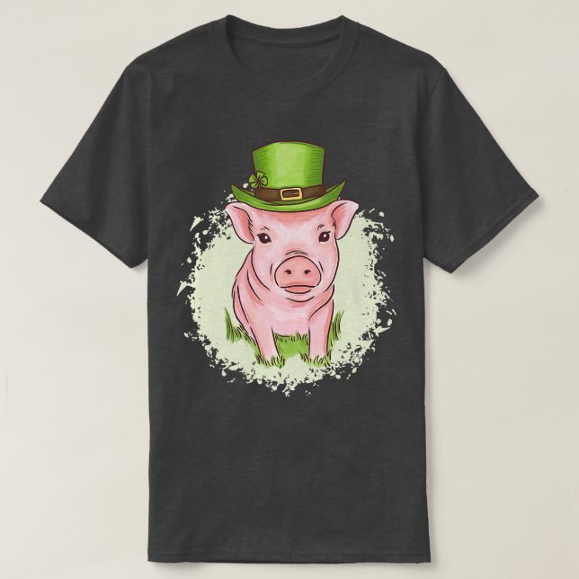Camiseta Funny Pig St Patricks Day Shamrock Pigs Women Farm (Diseño del anverso)
