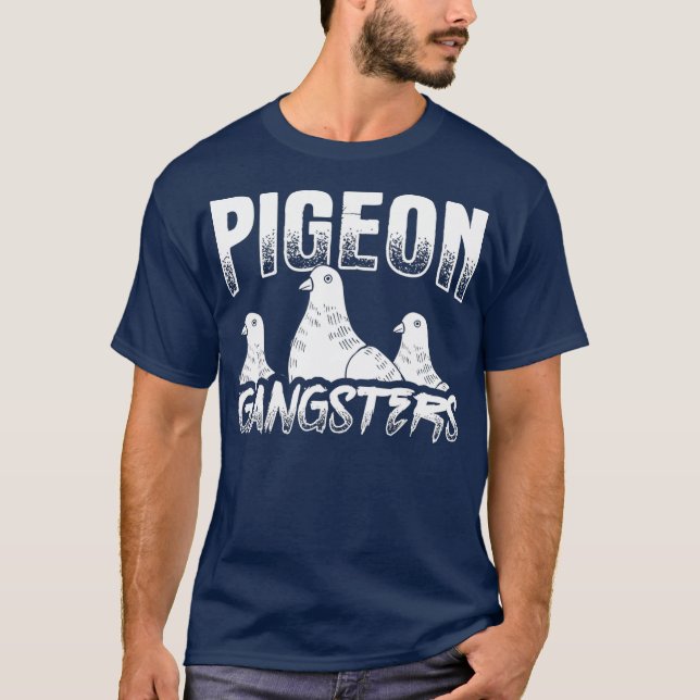 Camiseta Funny Pigeon Group Design Pigeon Gangsters (Anverso)