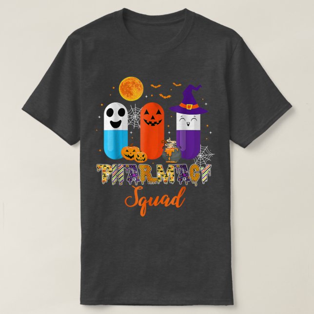 Camiseta Funny Pills Pharmacy Pharmacist Squad Halloween Co (Diseño del anverso)