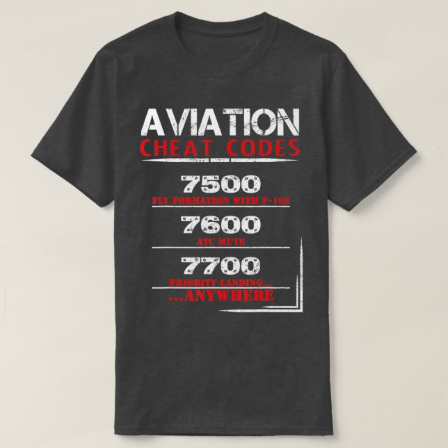 Camiseta Funny Pilot Aviation cheat code  (Diseño del anverso)