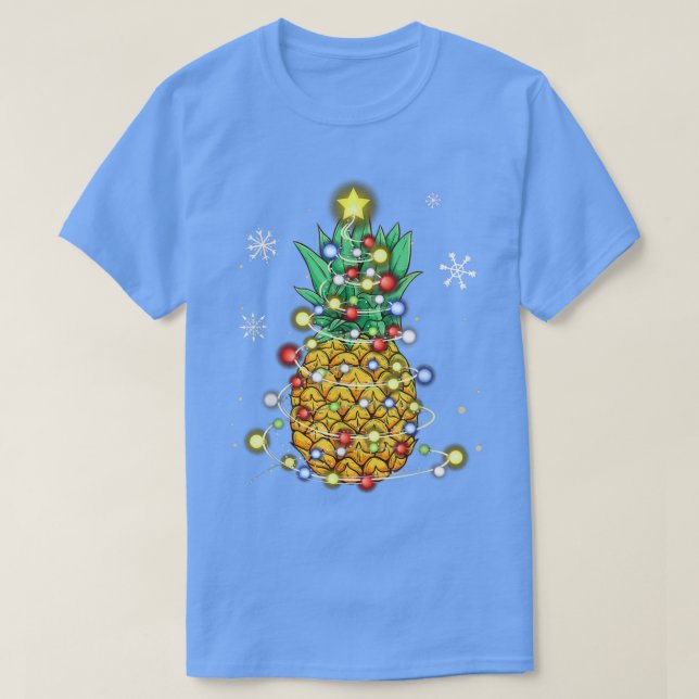 Camiseta Funny Pineapple Christmas Tree Lights Xmas  (Diseño del anverso)