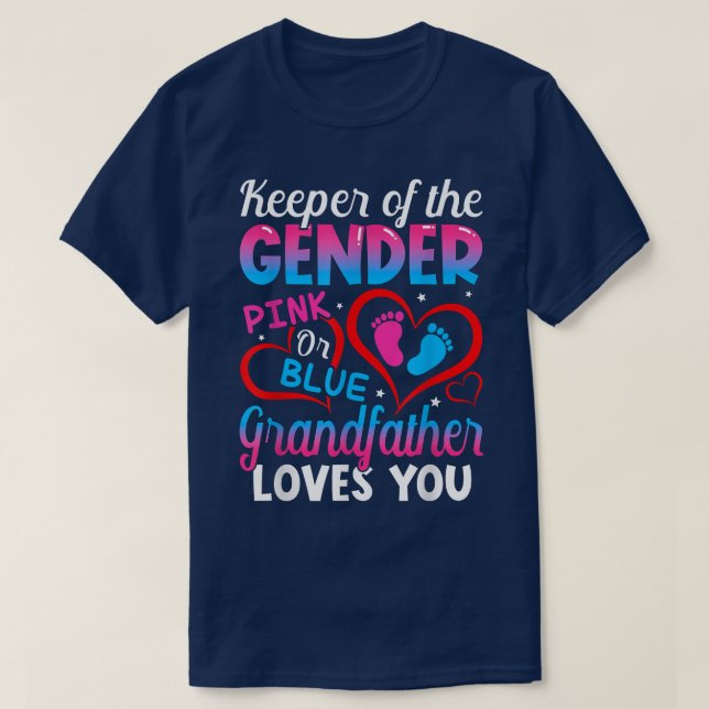 Camiseta Funny Pink Or Blue Grandfather Loves You Gender Re (Diseño del anverso)