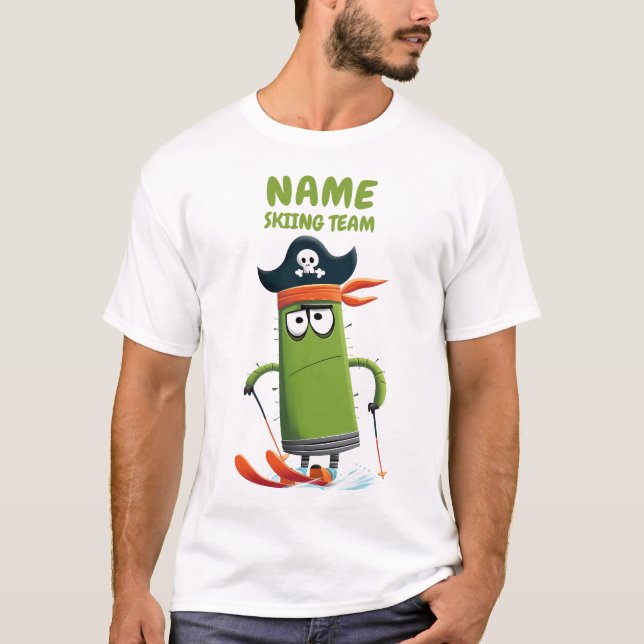 Camiseta Funny Pirate Cactus Skiper Team | ¡Personalizable (Anverso)