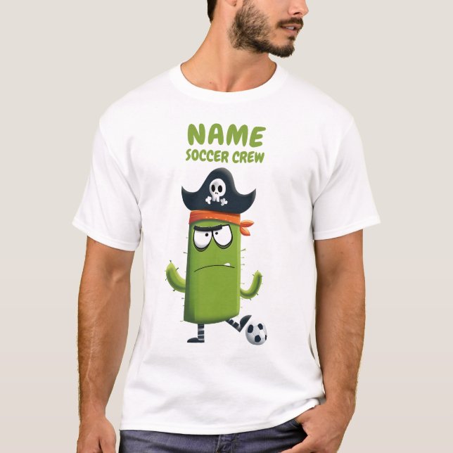 Camiseta Funny Pirate Cactus Soccer Crew | Deporte personal (Anverso)